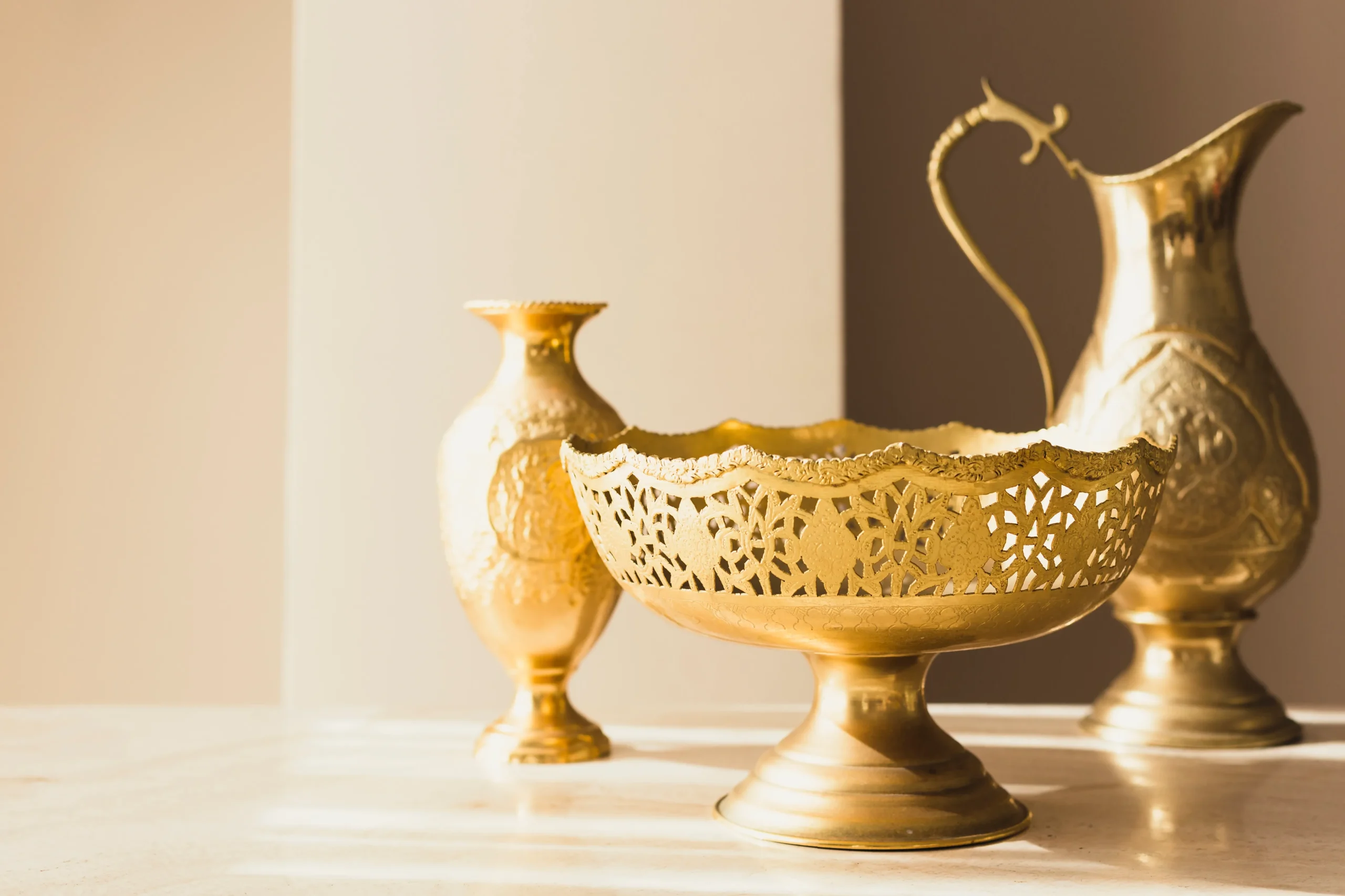 Handcrafted brass and copper decorative pieces