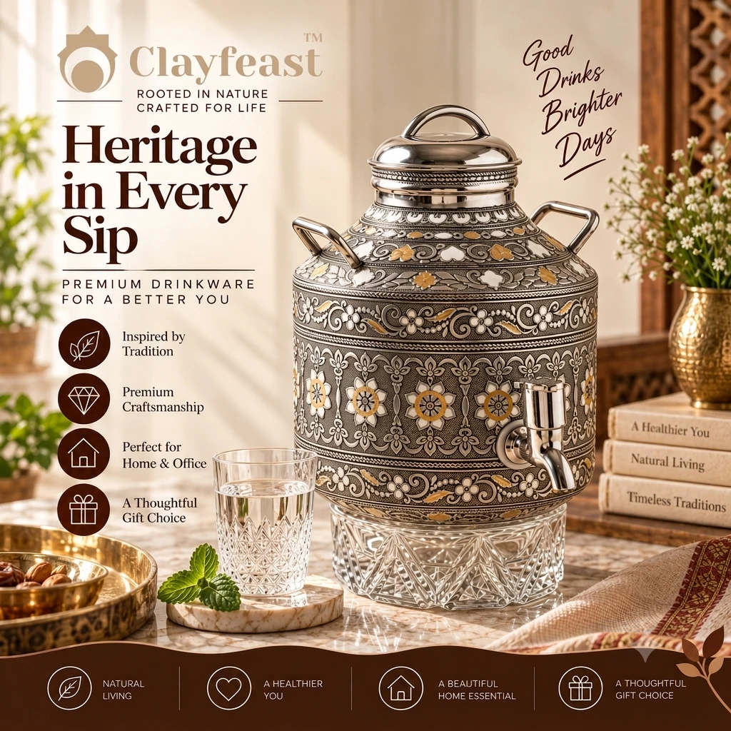 CLAYFEAST 10L decorative water dispenser with lid