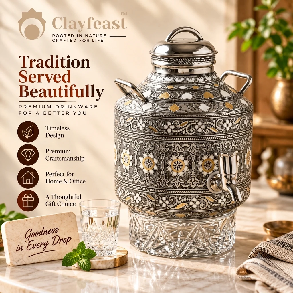 CLAYFEAST 10L decorative water dispenser with lid