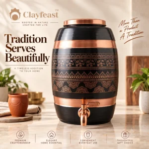CLAYFEAST ELAVYA 10 litre luxury heritage water dispenser with tap