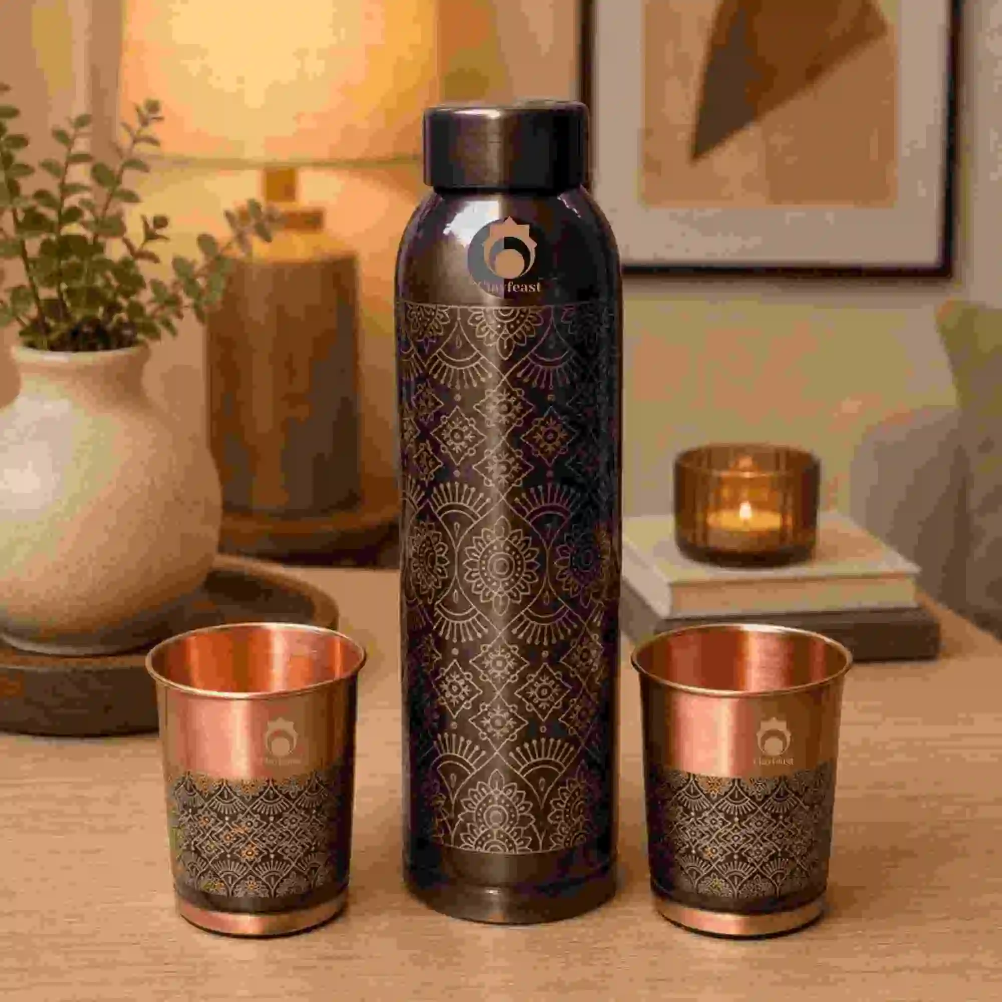Pure Hammered Copper Bottles and Drinkware